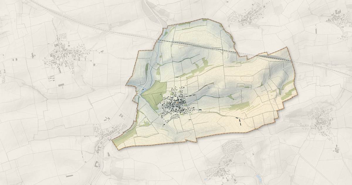 Portrait cartographique de Gougenheim : relief, eau, forêts, bâti et voies, calculés à partir des données de l'IGN