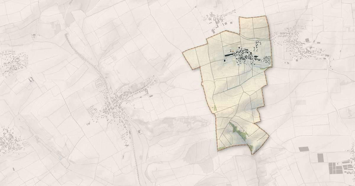 Portrait cartographique de Grassendorf : relief, eau, forêts, bâti et voies, calculés à partir des données de l'IGN