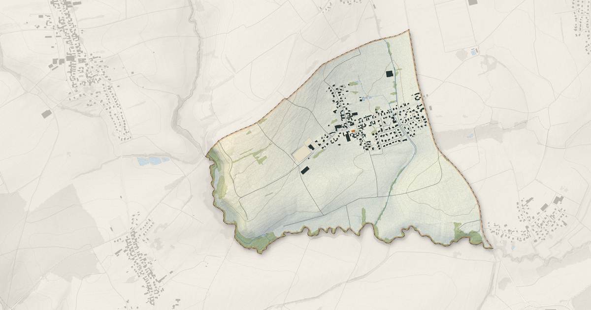Portrait cartographique de Hegeney : relief, eau, forêts, bâti et voies, calculés à partir des données de l'IGN