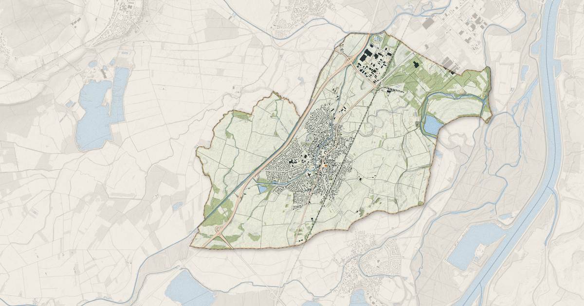 Portrait cartographique de Herrlisheim : relief, eau, forêts, bâti et voies, calculés à partir des données de l'IGN