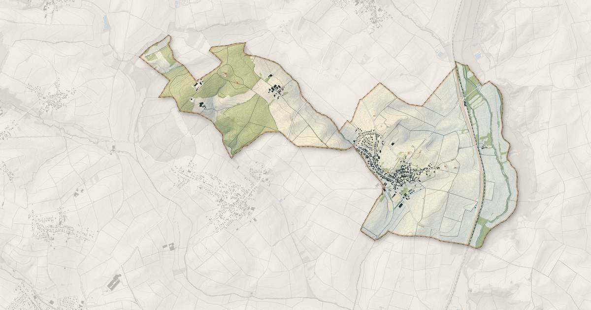 Portrait cartographique de Hunspach : relief, eau, forêts, bâti et voies, calculés à partir des données de l'IGN