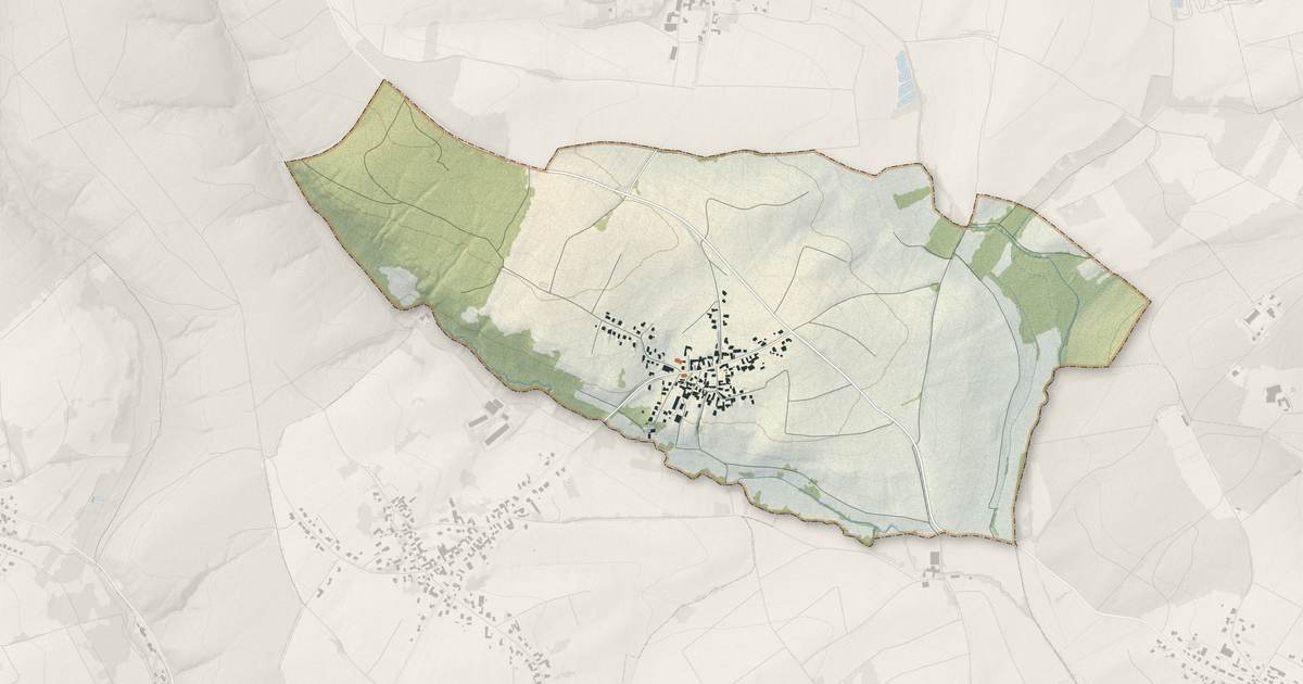 Portrait cartographique de Keffenach : relief, eau, forêts, bâti et voies, calculés à partir des données de l'IGN