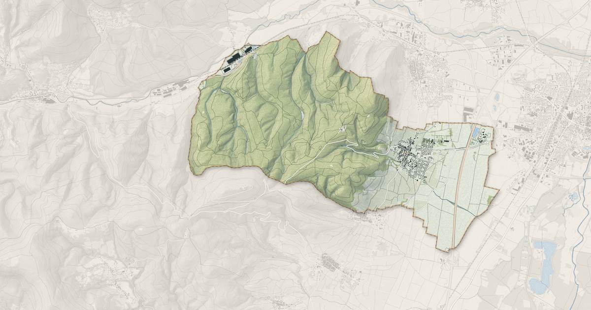 Portrait cartographique de Kintzheim : relief, eau, forêts, bâti et voies, calculés à partir des données de l'IGN