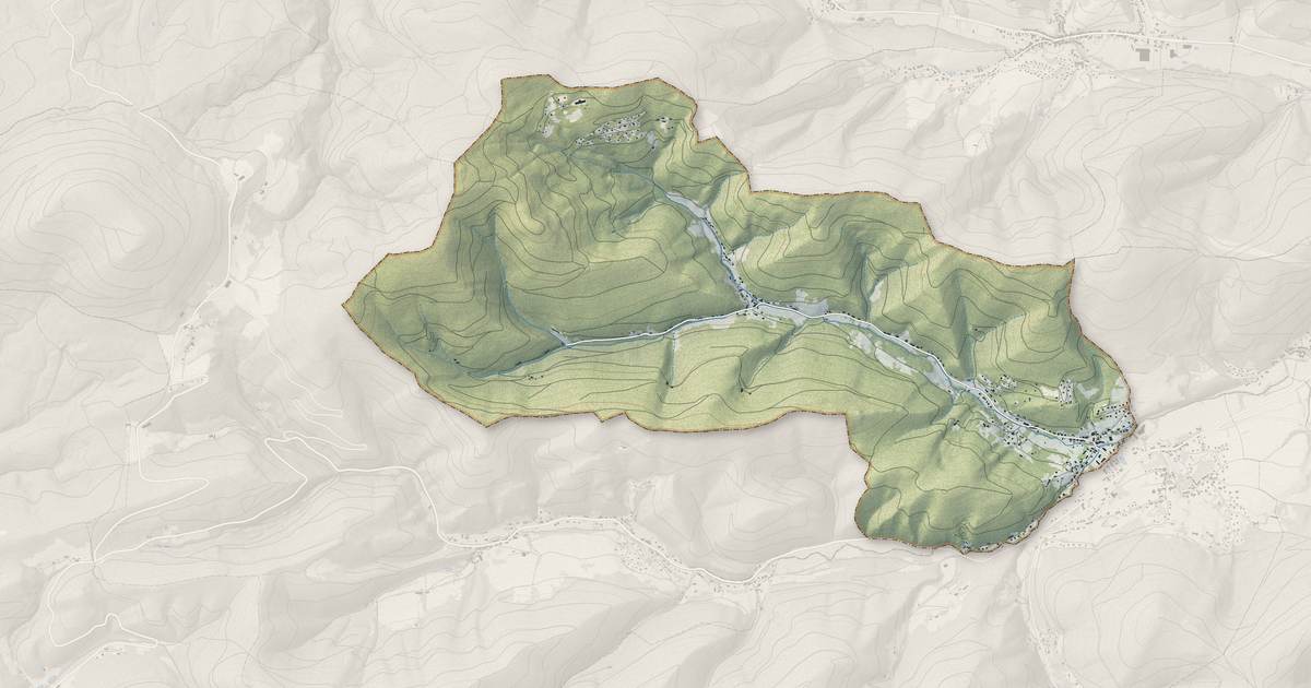 Portrait cartographique de Lalaye : relief, eau, forêts, bâti et voies, calculés à partir des données de l'IGN