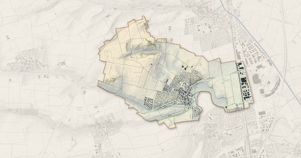 Portrait cartographique de Lampertheim : relief, eau, forêts, bâti et voies, calculés à partir des données de l'IGN
