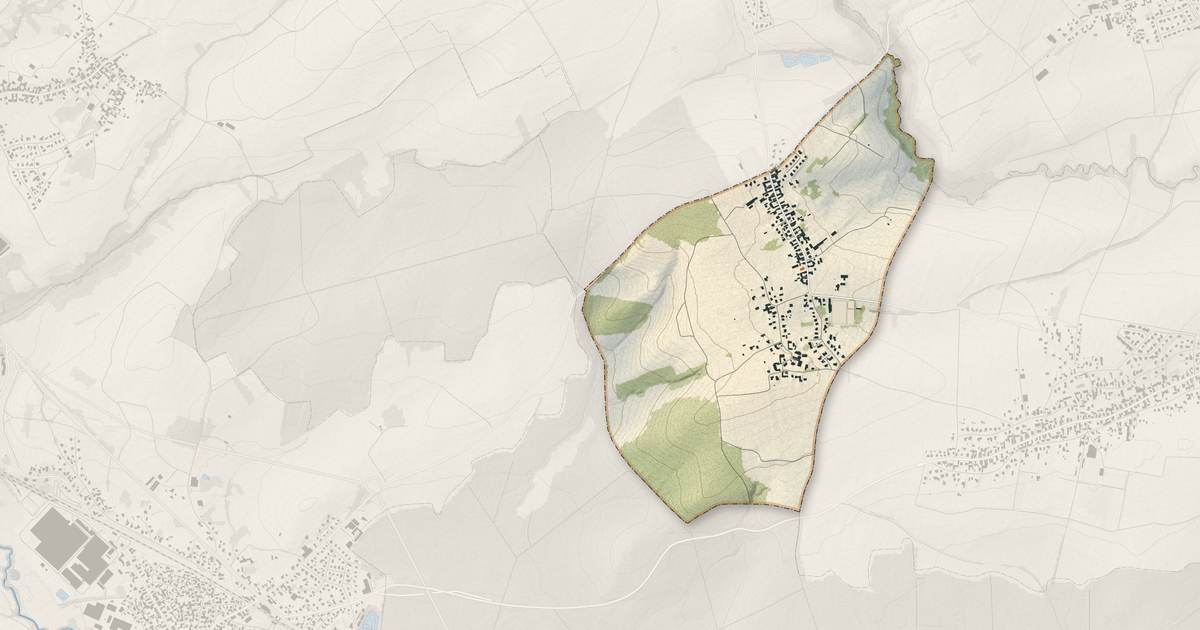 Portrait cartographique de Laubach : relief, eau, forêts, bâti et voies, calculés à partir des données de l'IGN