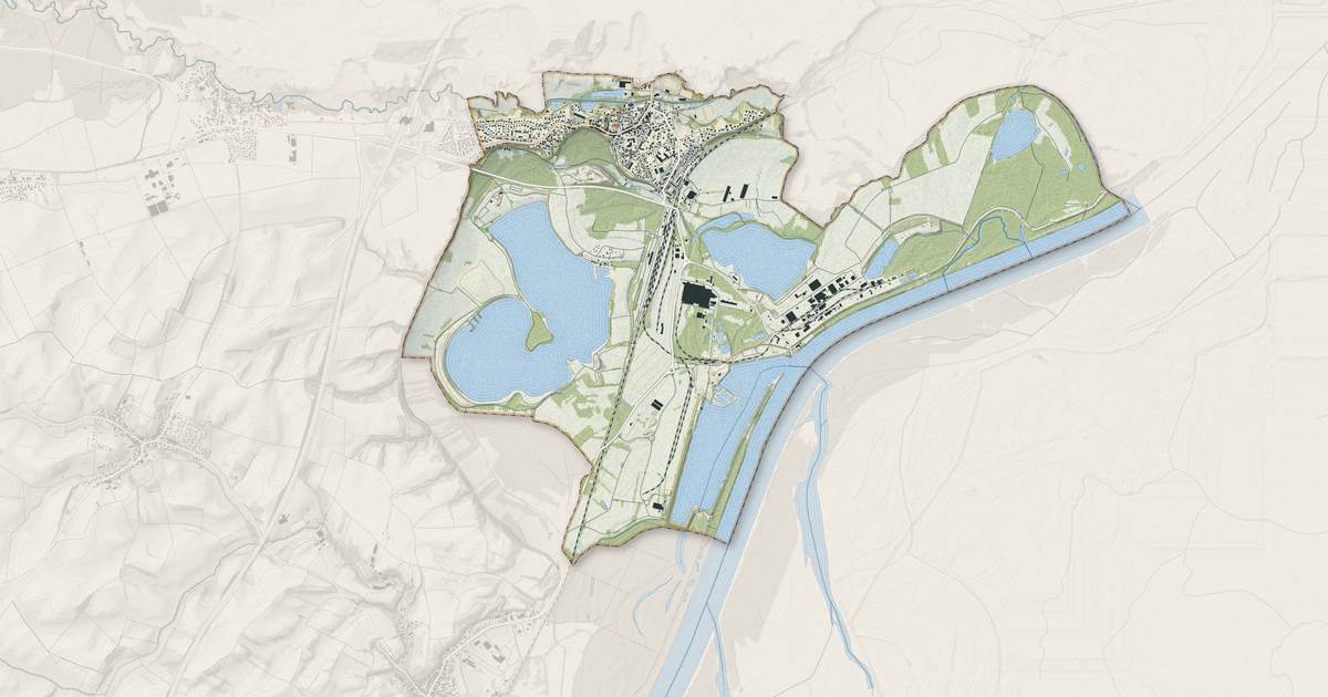 Portrait cartographique de Lauterbourg : relief, eau, forêts, bâti et voies, calculés à partir des données de l'IGN