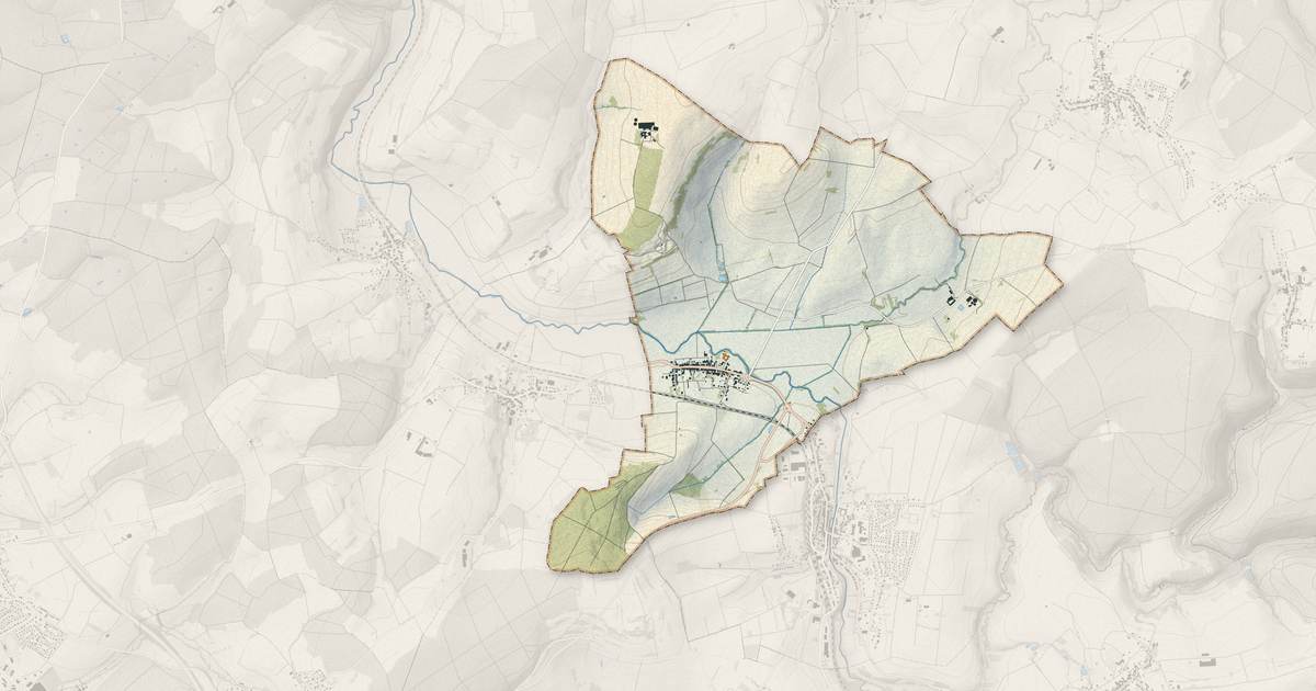 Portrait cartographique de Lorentzen : relief, eau, forêts, bâti et voies, calculés à partir des données de l'IGN