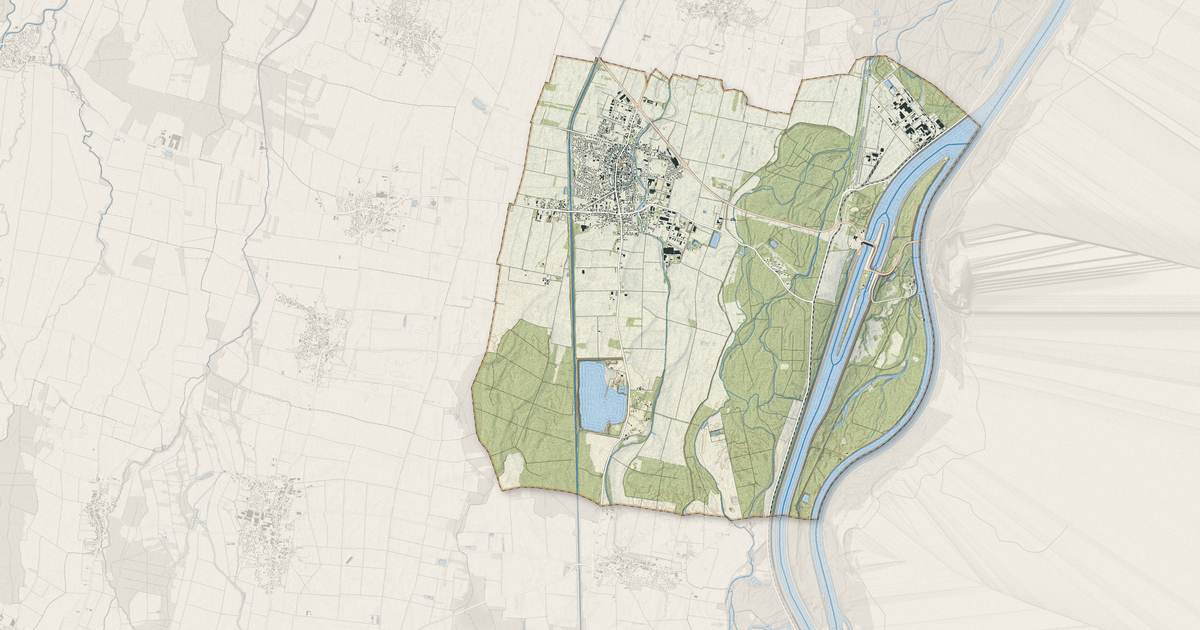 Portrait cartographique de Marckolsheim : relief, eau, forêts, bâti et voies, calculés à partir des données de l'IGN