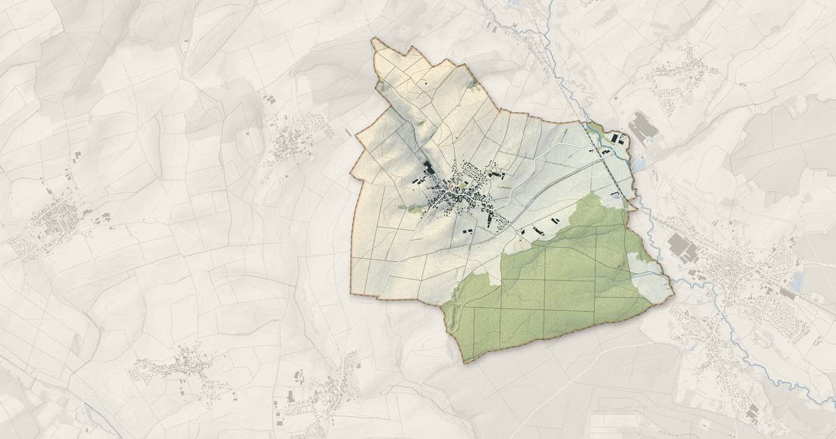 Portrait cartographique de Mietesheim : relief, eau, forêts, bâti et voies, calculés à partir des données de l'IGN