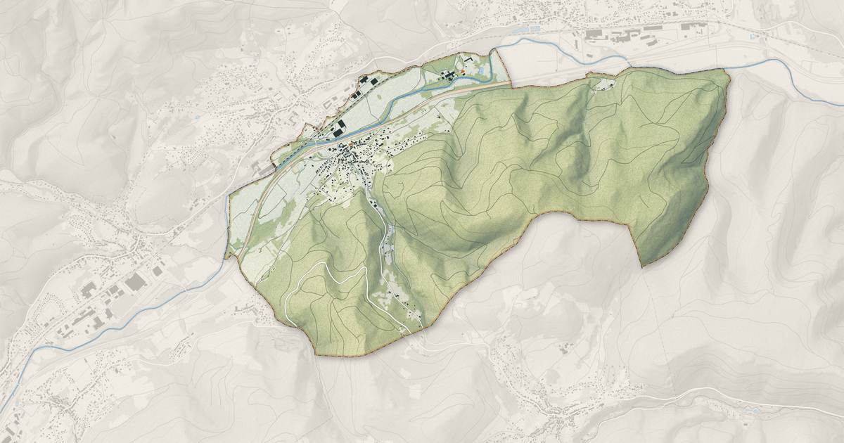 Portrait cartographique de Muhlbach-sur-Bruche : relief, eau, forêts, bâti et voies, calculés à partir des données de l'IGN