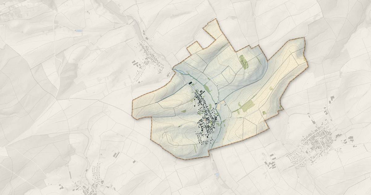 Portrait cartographique de Mulhausen : relief, eau, forêts, bâti et voies, calculés à partir des données de l'IGN