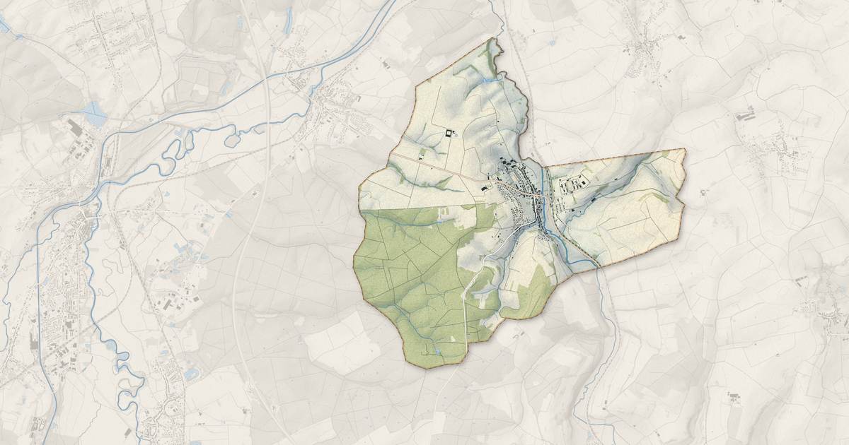 Portrait cartographique de Oermingen : relief, eau, forêts, bâti et voies, calculés à partir des données de l'IGN