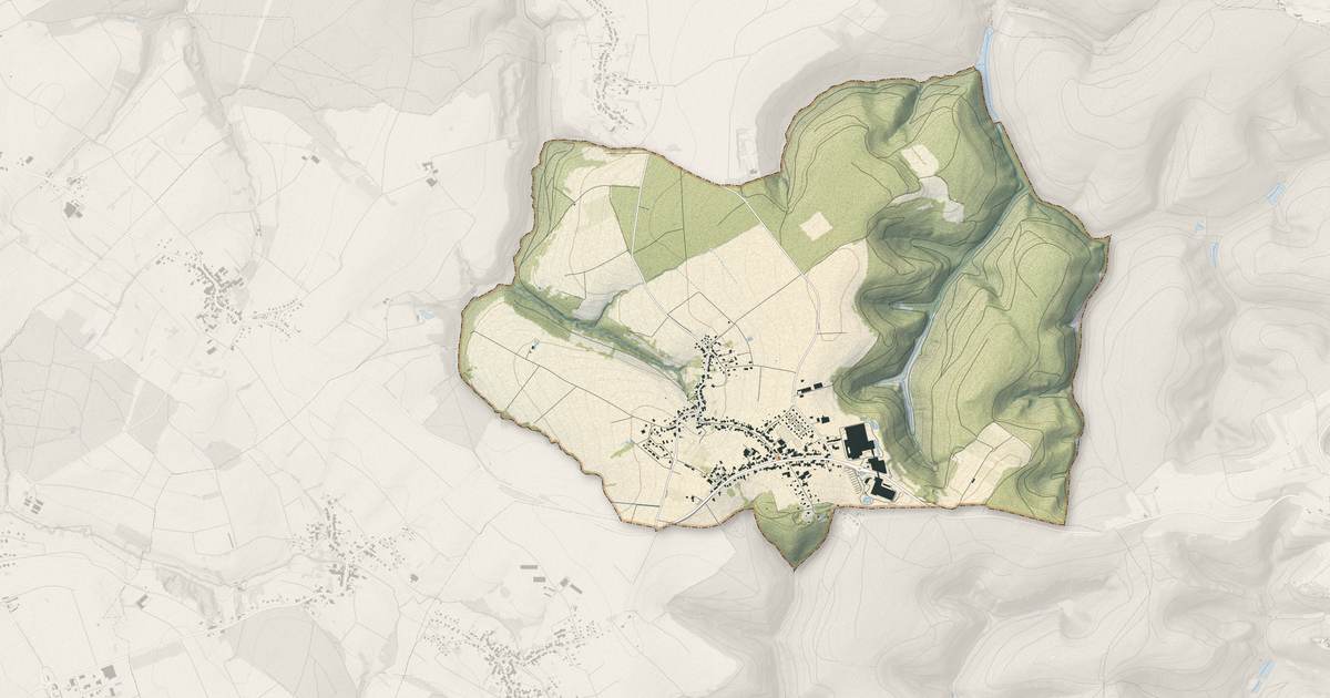 Portrait cartographique de Petersbach : relief, eau, forêts, bâti et voies, calculés à partir des données de l'IGN