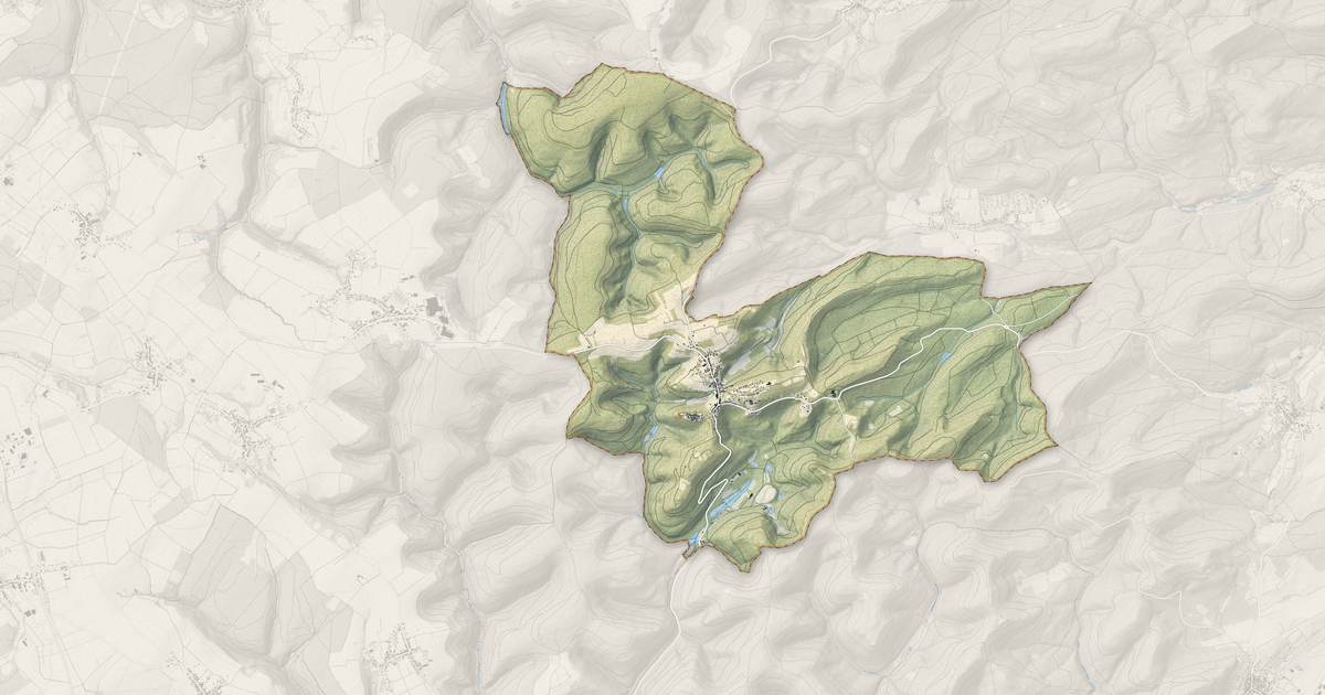 Portrait cartographique de La Petite-Pierre : relief, eau, forêts, bâti et voies, calculés à partir des données de l'IGN