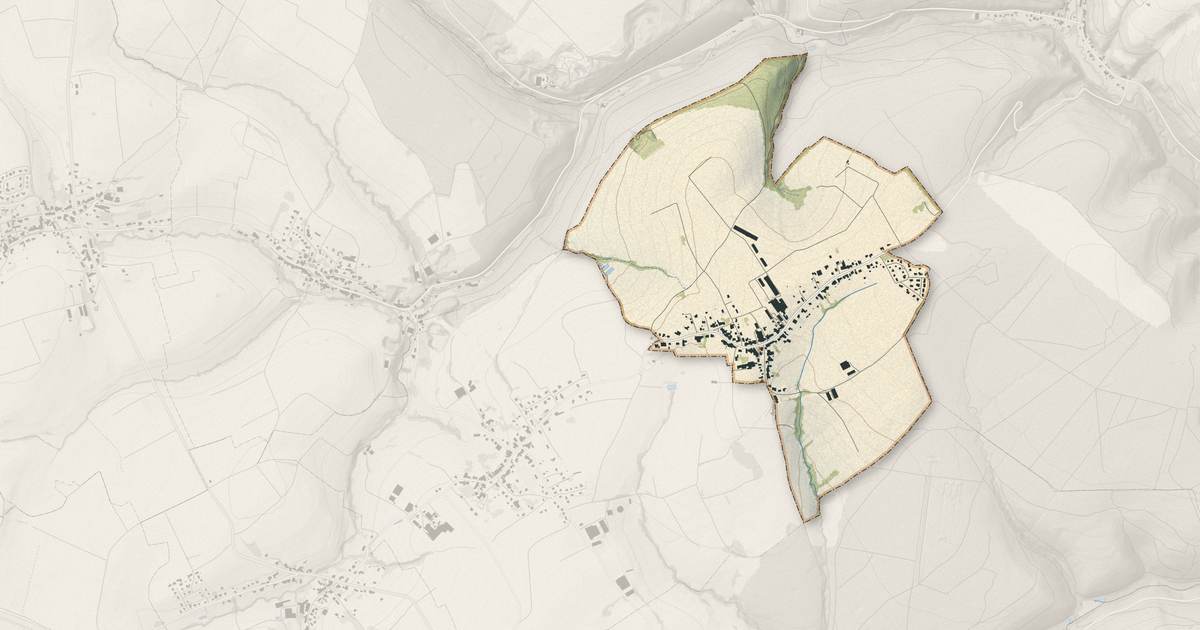 Portrait cartographique de Pfalzweyer : relief, eau, forêts, bâti et voies, calculés à partir des données de l'IGN