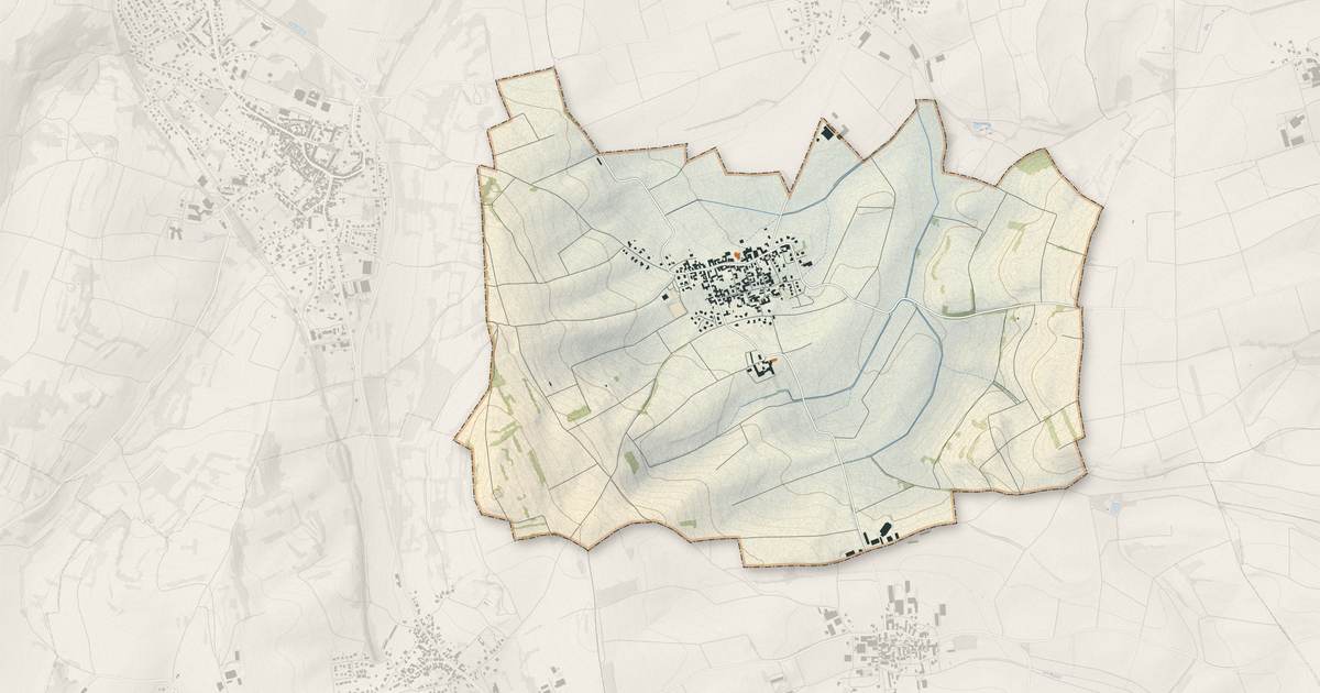 Portrait cartographique de Reutenbourg : relief, eau, forêts, bâti et voies, calculés à partir des données de l'IGN