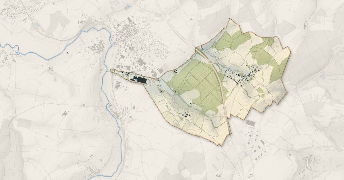 Portrait cartographique de Rimsdorf : relief, eau, forêts, bâti et voies, calculés à partir des données de l'IGN