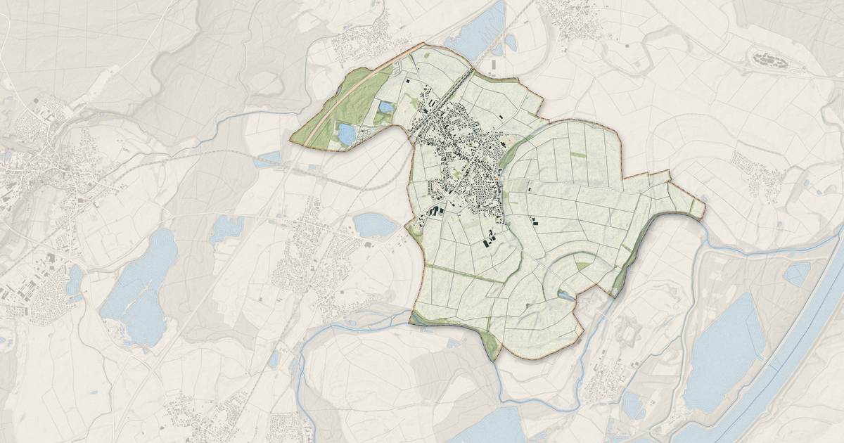 Portrait cartographique de Rœschwoog : relief, eau, forêts, bâti et voies, calculés à partir des données de l'IGN