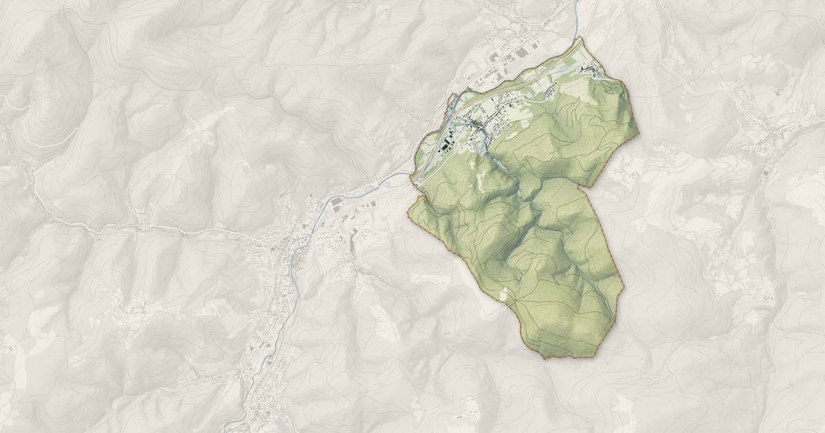 Portrait cartographique de Russ : relief, eau, forêts, bâti et voies, calculés à partir des données de l'IGN