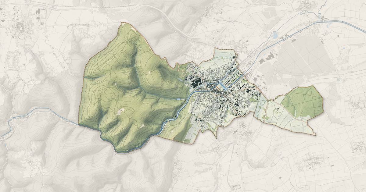 Portrait cartographique de Saverne : relief, eau, forêts, bâti et voies, calculés à partir des données de l'IGN