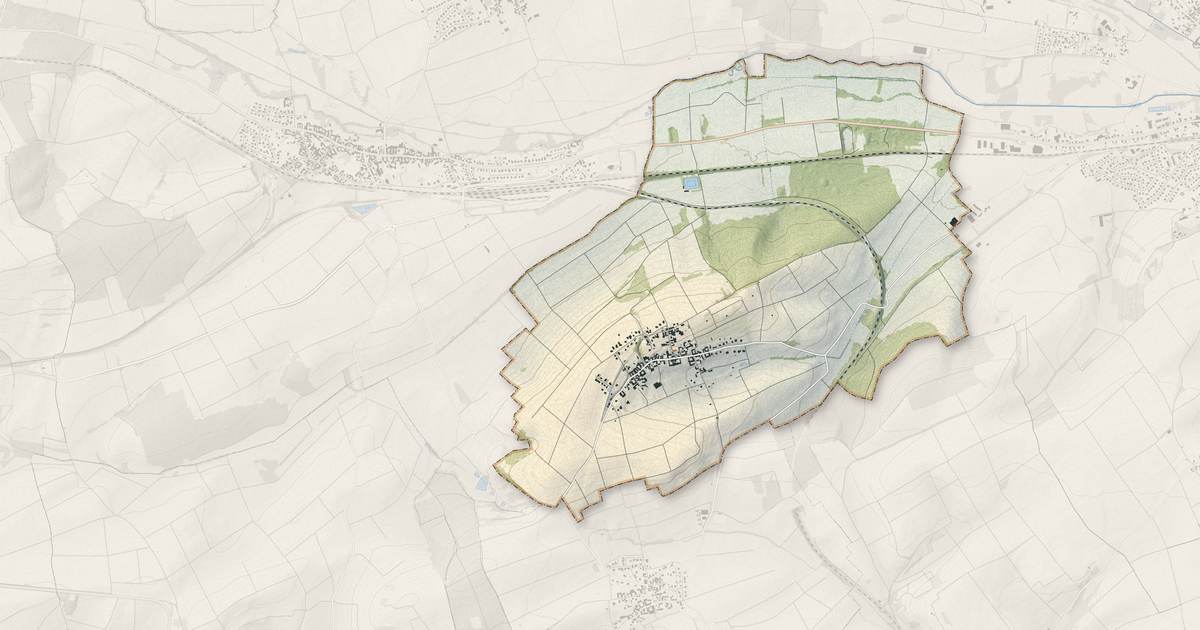 Portrait cartographique de Schalkendorf : relief, eau, forêts, bâti et voies, calculés à partir des données de l'IGN