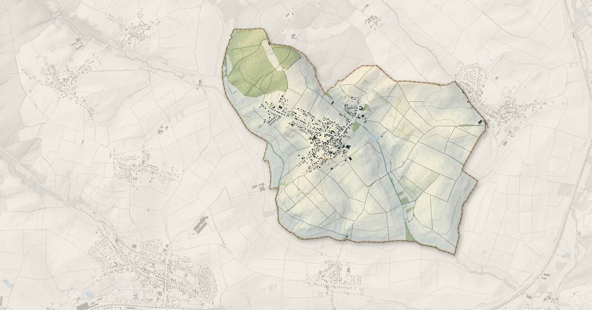 Portrait cartographique de Schœnenbourg : relief, eau, forêts, bâti et voies, calculés à partir des données de l'IGN