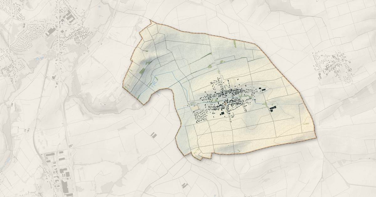 Portrait cartographique de Schwenheim : relief, eau, forêts, bâti et voies, calculés à partir des données de l'IGN