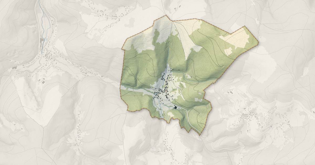Portrait cartographique de Waldersbach : relief, eau, forêts, bâti et voies, calculés à partir des données de l'IGN