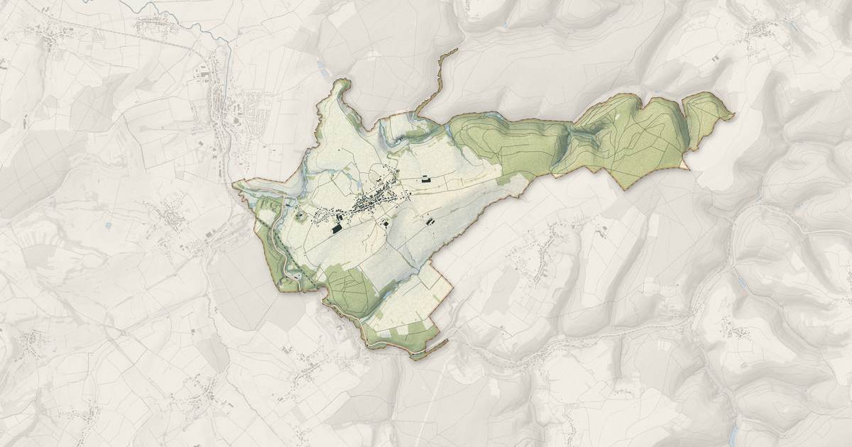 Portrait cartographique de Waldhambach : relief, eau, forêts, bâti et voies, calculés à partir des données de l'IGN