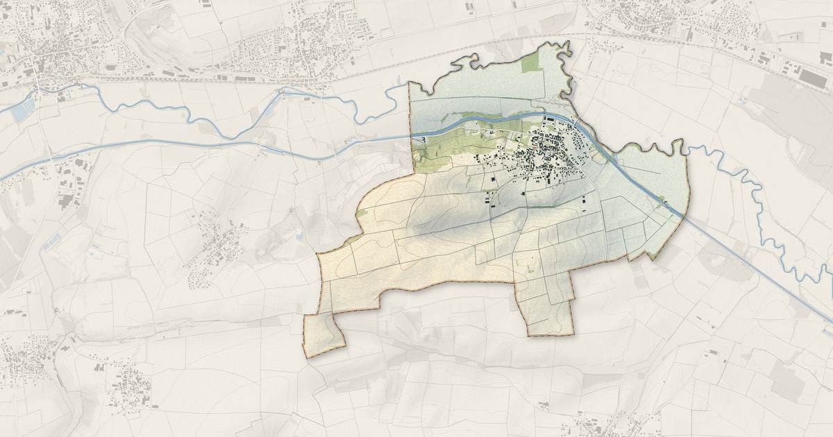 Portrait cartographique de Waltenheim-sur-Zorn : relief, eau, forêts, bâti et voies, calculés à partir des données de l'IGN