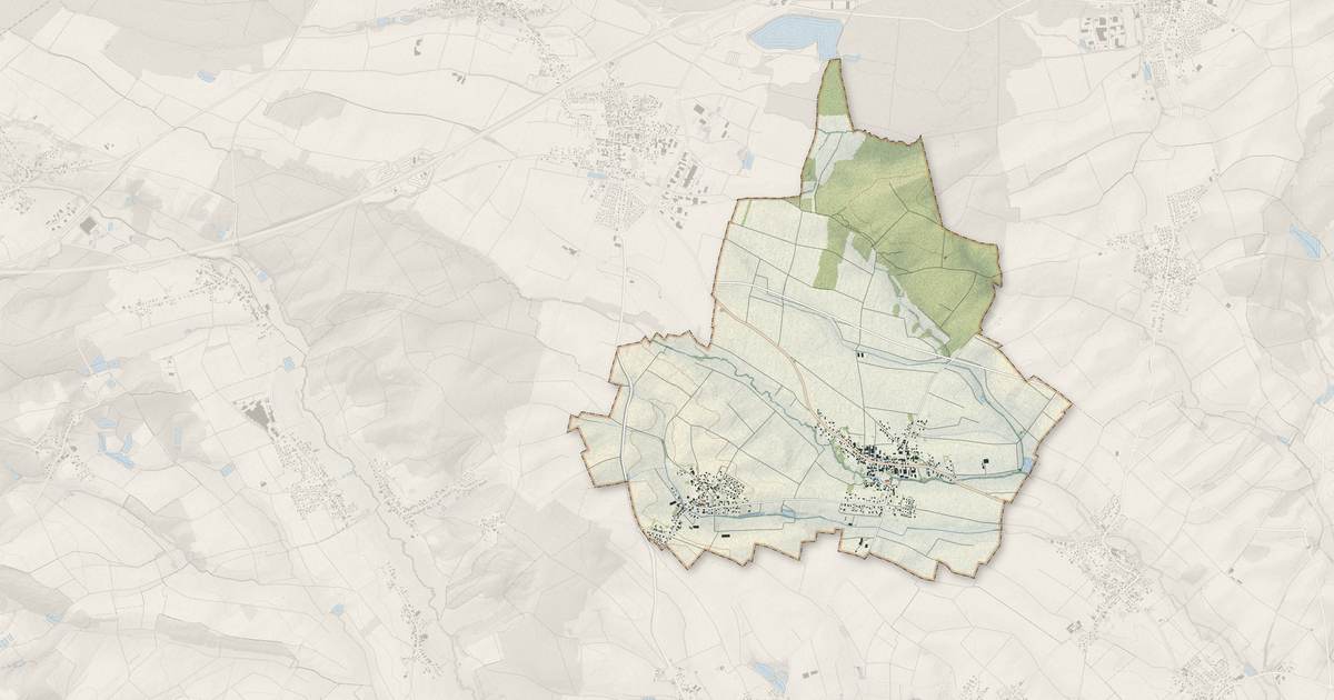 Portrait cartographique de Bernwiller : relief, eau, forêts, bâti et voies, calculés à partir des données de l'IGN