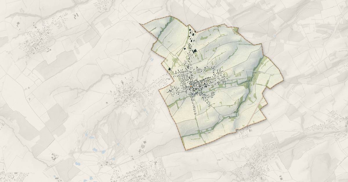 Portrait cartographique de Attenschwiller : relief, eau, forêts, bâti et voies, calculés à partir des données de l'IGN