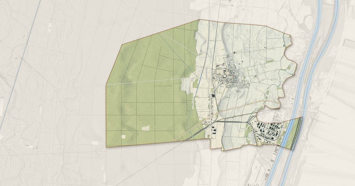 Portrait cartographique de Bantzenheim : relief, eau, forêts, bâti et voies, calculés à partir des données de l'IGN
