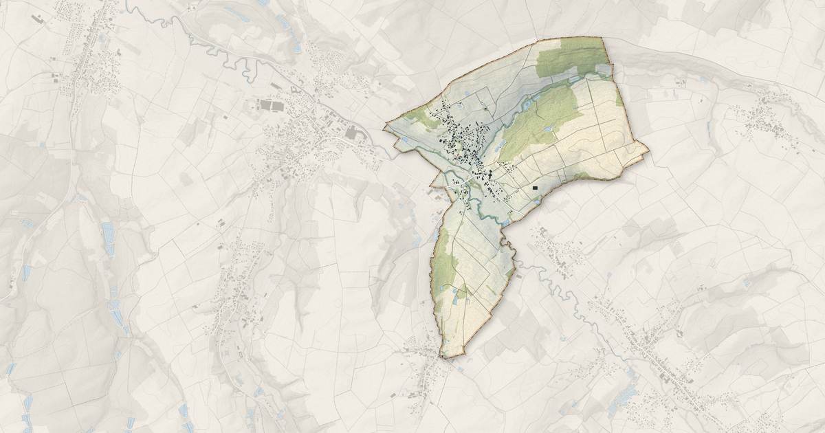 Portrait cartographique de Bettendorf : relief, eau, forêts, bâti et voies, calculés à partir des données de l'IGN