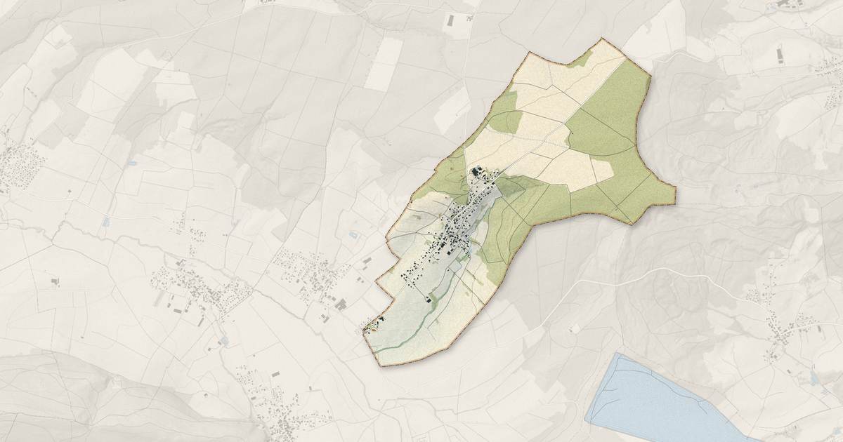 Portrait cartographique de Bettlach : relief, eau, forêts, bâti et voies, calculés à partir des données de l'IGN