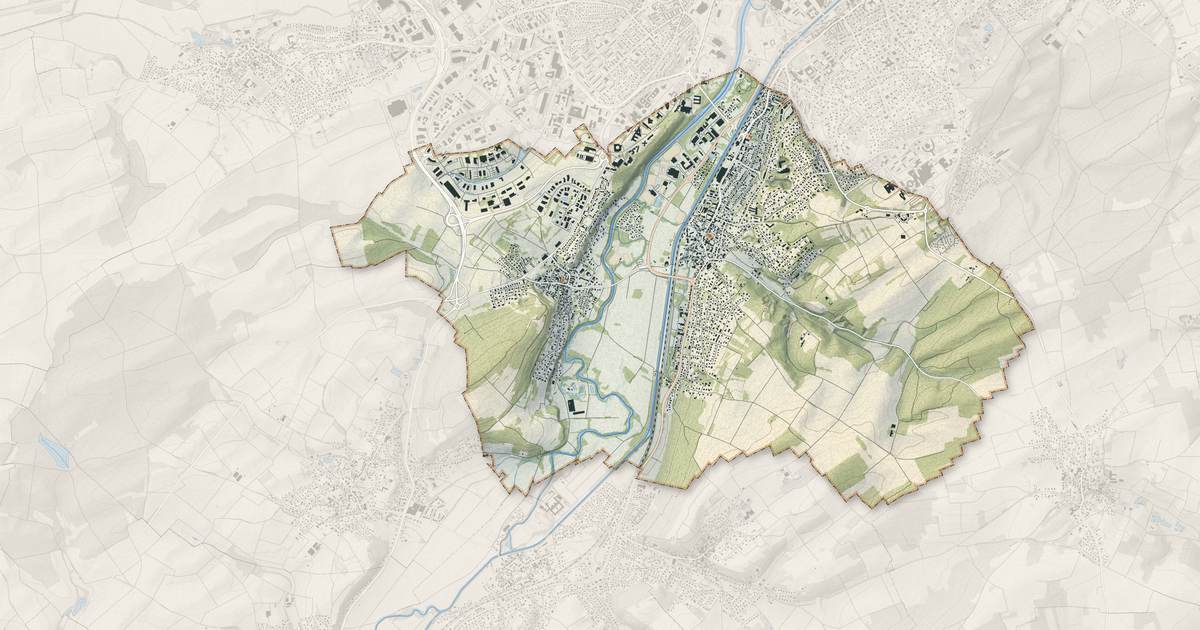 Portrait cartographique de Brunstatt-Didenheim : relief, eau, forêts, bâti et voies, calculés à partir des données de l'IGN