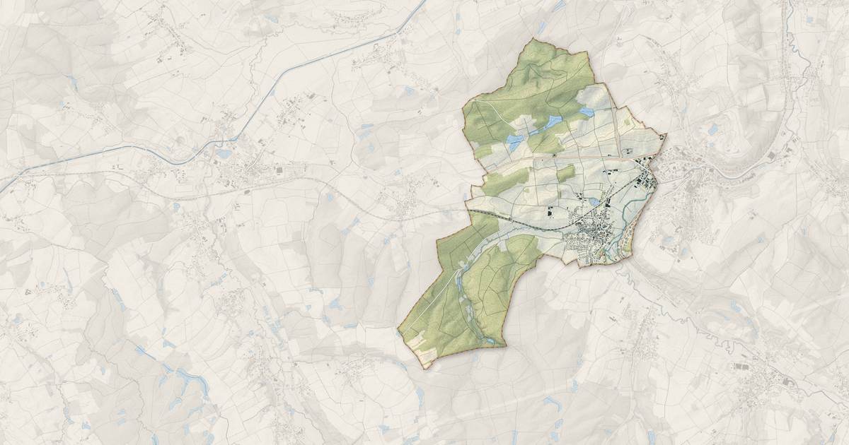 Portrait cartographique de Carspach : relief, eau, forêts, bâti et voies, calculés à partir des données de l'IGN