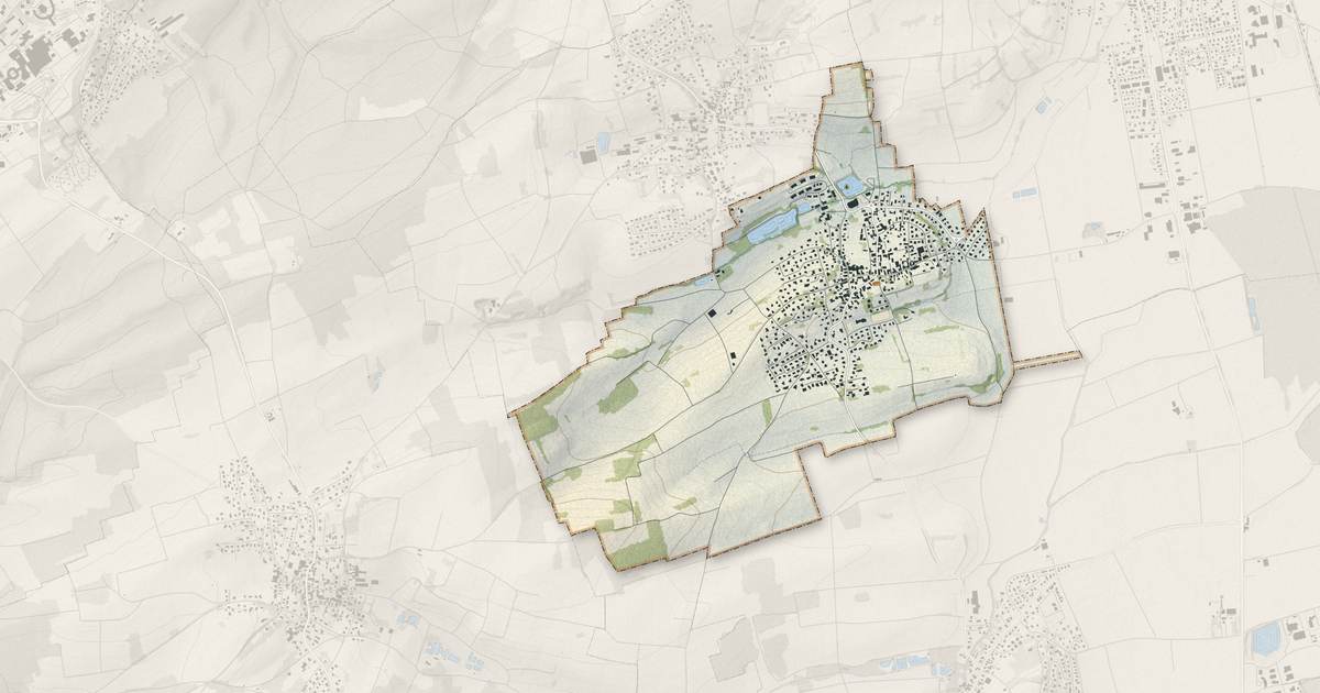 Portrait cartographique de Eschentzwiller : relief, eau, forêts, bâti et voies, calculés à partir des données de l'IGN