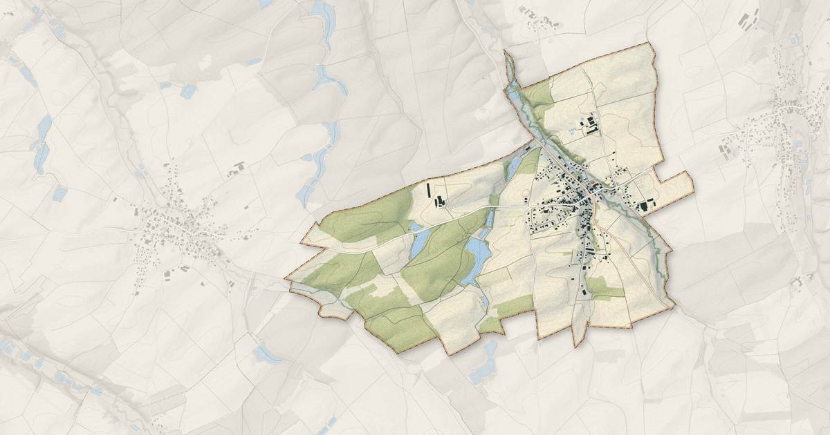 Portrait cartographique de Feldbach : relief, eau, forêts, bâti et voies, calculés à partir des données de l'IGN