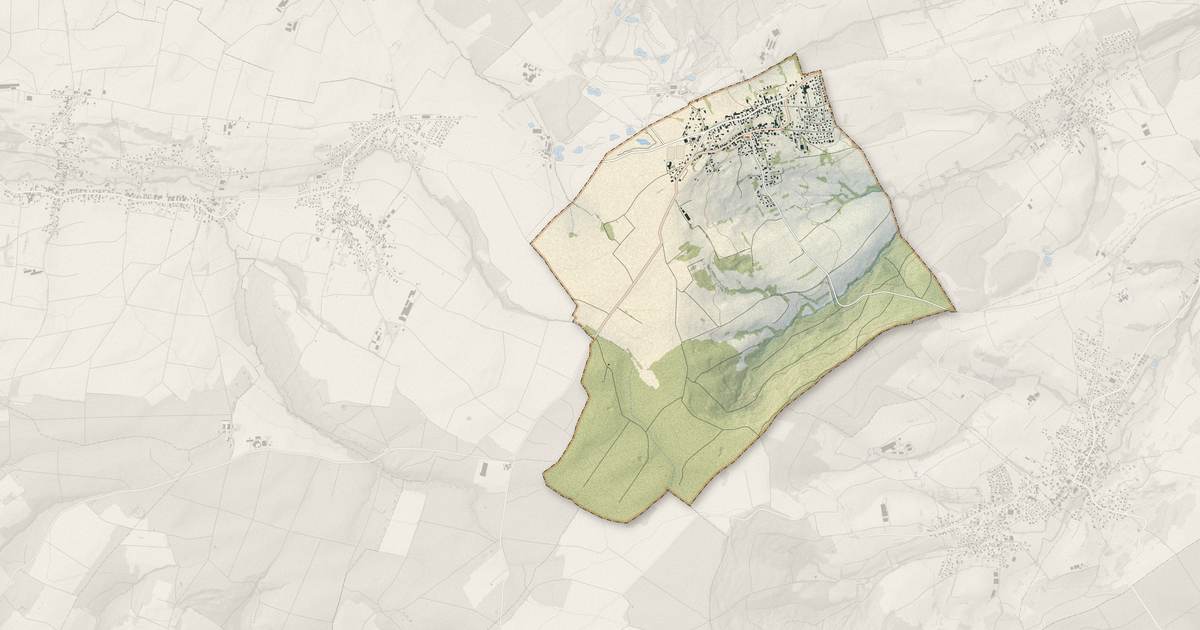 Portrait cartographique de Folgensbourg : relief, eau, forêts, bâti et voies, calculés à partir des données de l'IGN