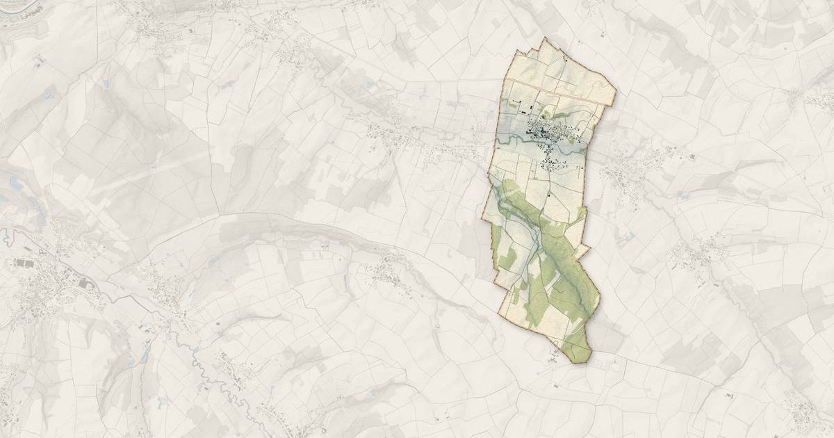 Portrait cartographique de Franken : relief, eau, forêts, bâti et voies, calculés à partir des données de l'IGN