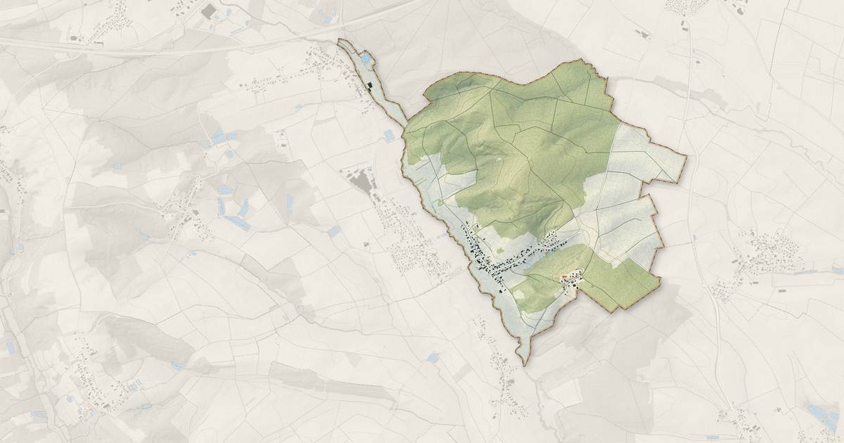 Portrait cartographique de Gildwiller : relief, eau, forêts, bâti et voies, calculés à partir des données de l'IGN