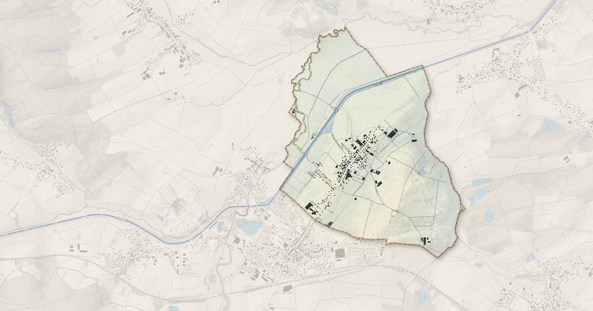 Portrait cartographique de Gommersdorf : relief, eau, forêts, bâti et voies, calculés à partir des données de l'IGN