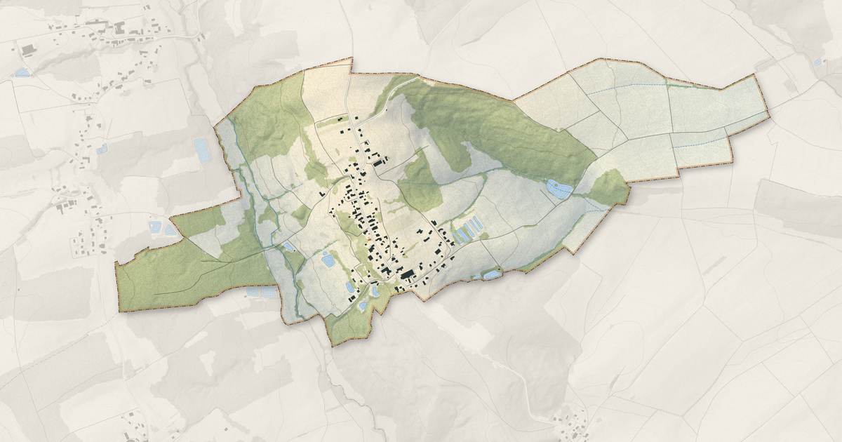 Portrait cartographique de Guevenatten : relief, eau, forêts, bâti et voies, calculés à partir des données de l'IGN