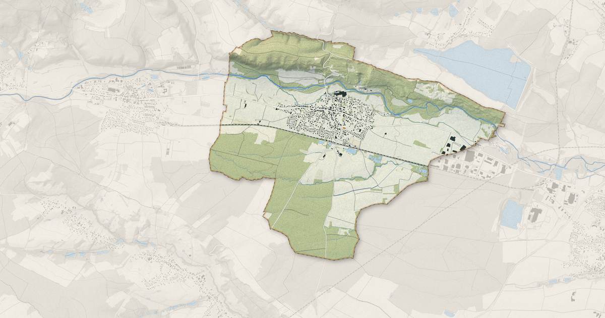Portrait cartographique de Guewenheim : relief, eau, forêts, bâti et voies, calculés à partir des données de l'IGN