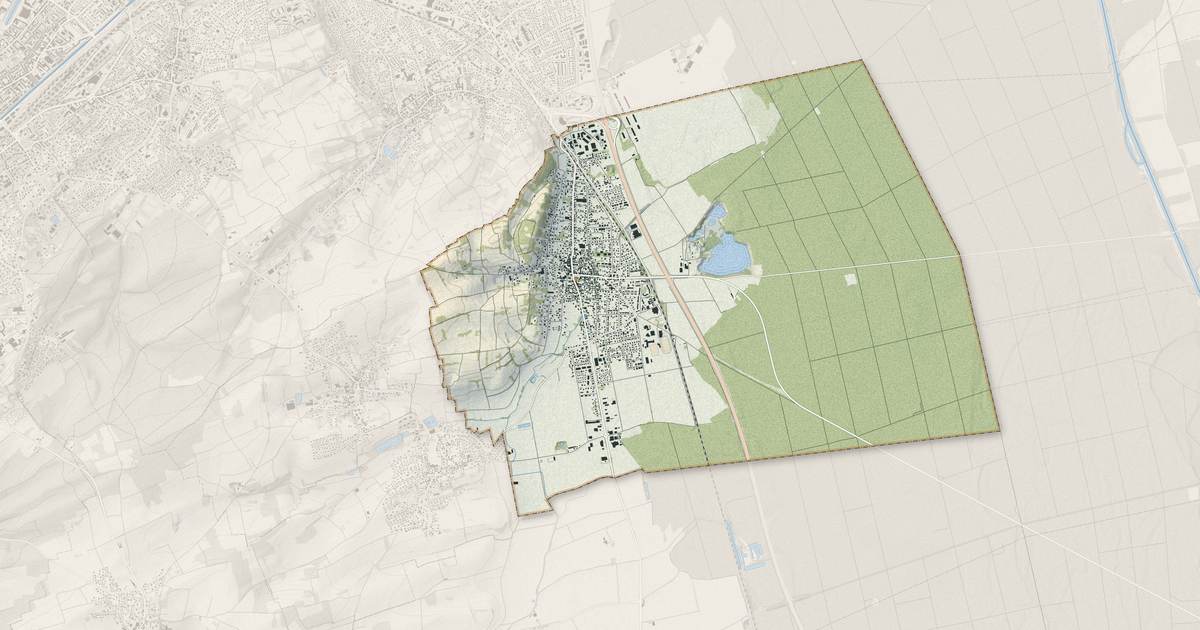 Portrait cartographique de Habsheim : relief, eau, forêts, bâti et voies, calculés à partir des données de l'IGN