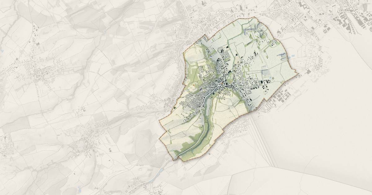 Portrait cartographique de Hégenheim : relief, eau, forêts, bâti et voies, calculés à partir des données de l'IGN