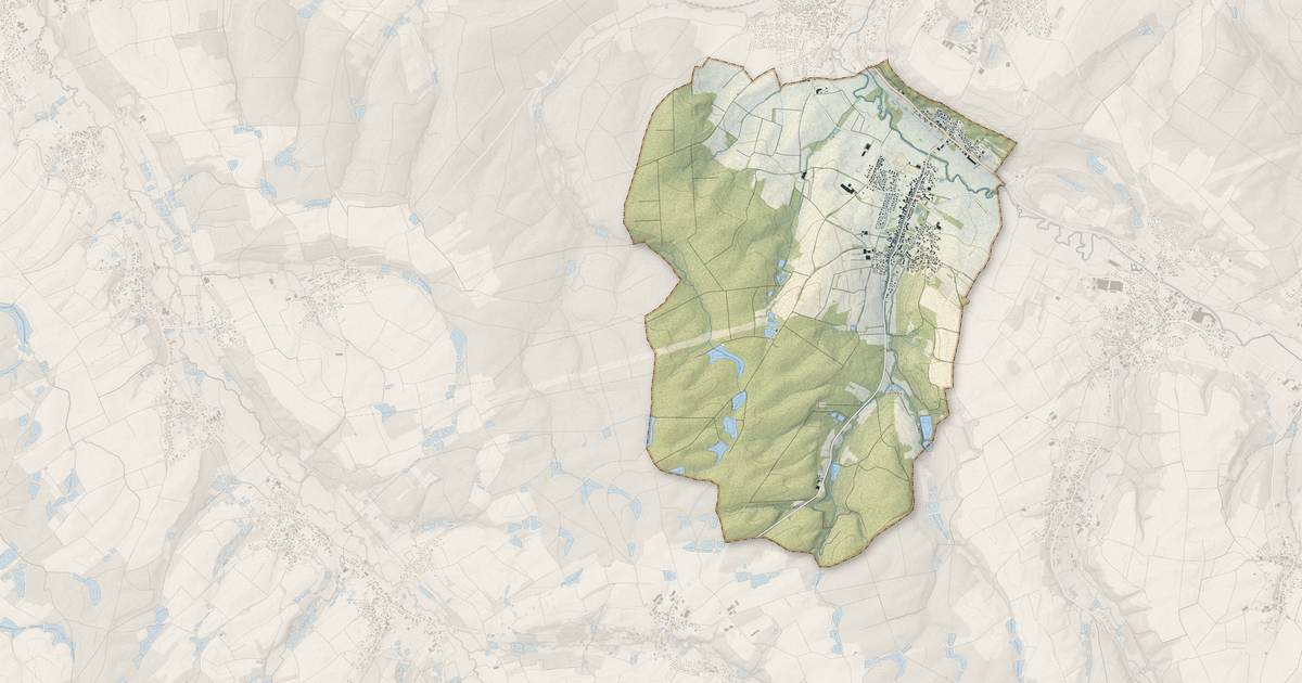 Portrait cartographique de Hirtzbach : relief, eau, forêts, bâti et voies, calculés à partir des données de l'IGN