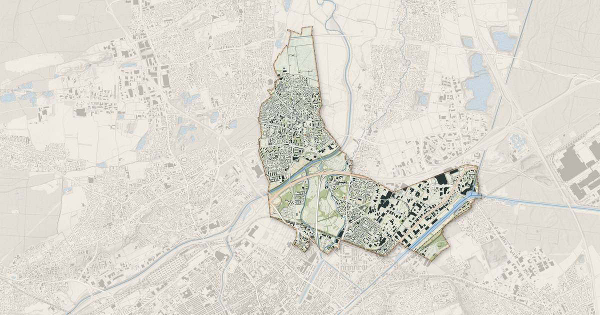 Portrait cartographique de Illzach : relief, eau, forêts, bâti et voies, calculés à partir des données de l'IGN